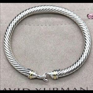 David Yurman Silver and Gold Buckle 5mm Bracelet